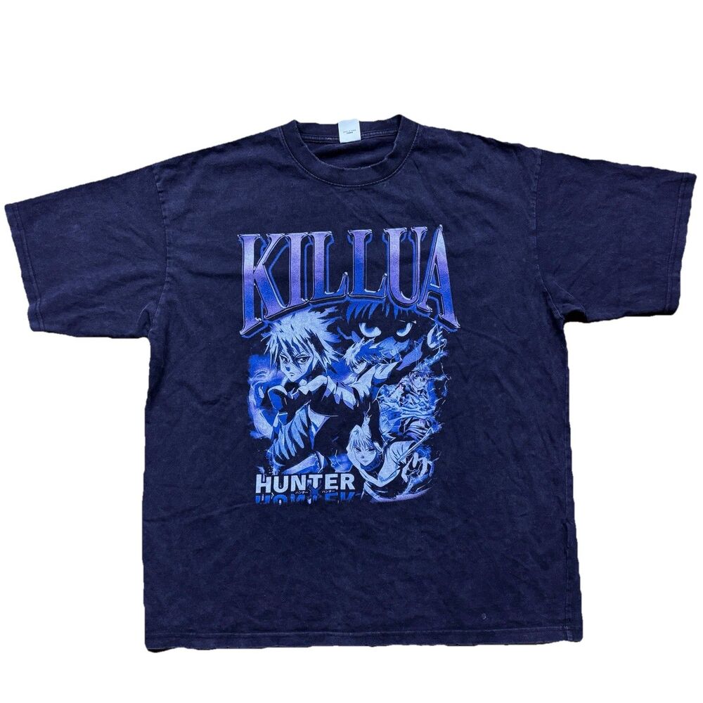 Hunter x Hunter Killua Graphic T-Shirt Mens XL Black Anime Manga Streetwear Tee